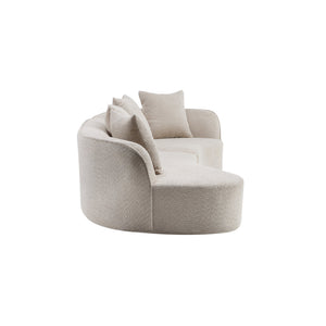 English Elm Christopher Knight Home® - 126" Curved Sectional Sofa In Almond Boucle - Modern Comfort For Stylish Living Spaces & Families N771P247830V_N771P247831V