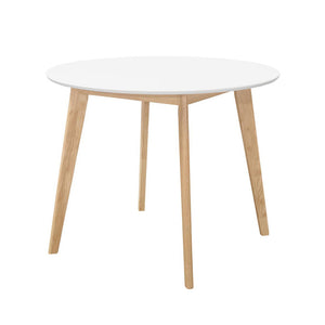 English Elm 40-inch Two-Tone Round Dining Table Matte White Top Natural Wood Base Mid-Century Modern Metal Wood Blend B016P369792