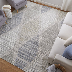 Feizy Rugs Elias Handwoven Area Rug - Modern Bohemian Elegance In Gray And Blue With Unique Abstract Design Ivory,Blue,Brown Viscose,Wool Els69fwfivyblup00