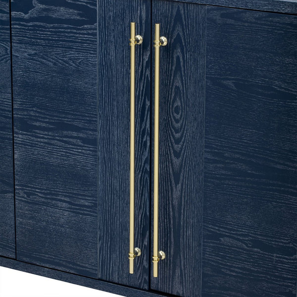 English Elm Trexm Ash Veneer Buffet with Gold Handles and Adjustable Shelves for Dining Spaces Antique Navy N715P392244M