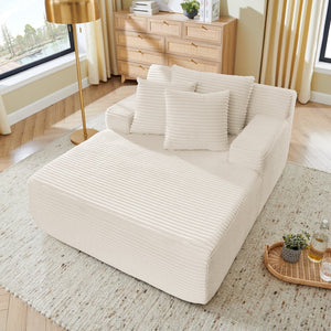 English Elm Single Frameless Velvet Lounge Chair Plush High Density Foam Accent Seat for Living Room Beige W487P420019