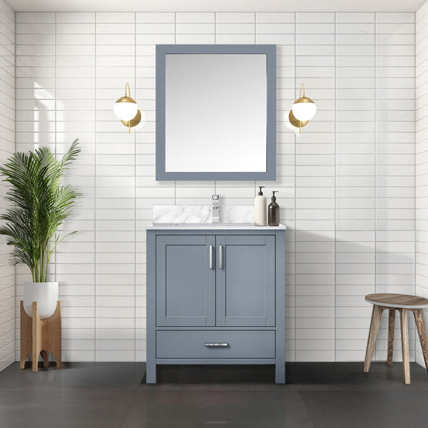 English Elm Dark Grey Bath Vanity Set With Mirror - 30" W X 22" D, Modern Design For Small Bathrooms, Ready To Install B2731S00503