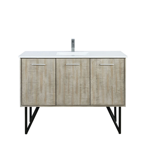 English Elm Rustic Acacia Bath Vanity 48" W X 20" D, Durable Cultured Marble Top & Soft-Close Chrome Faucet Set B2731P259689-GIGA