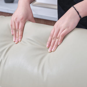 English Elm L Leather Power Reclining Sectional Sofa with USB Ports, Storage Console, Breathable Seating for 5 Cream W791S00016