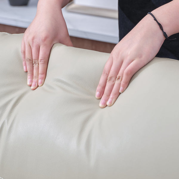 English Elm L Leather Power Reclining Sectional Sofa with USB Ports, Storage Console, Breathable Seating for 5 Cream W791S00016