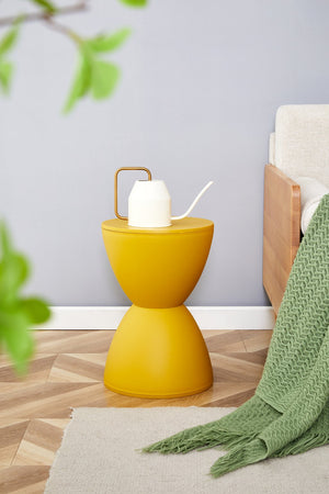 English Elm Price Plastic Waist Drum Stool Durable Mustard Yellow Compact Portable 30x30x45cm Stylish Seating W370131701