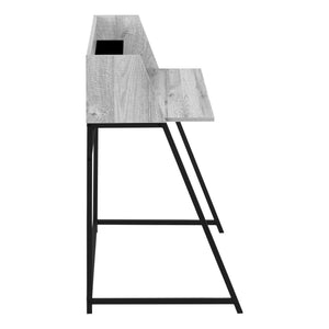 English Elm Computer Desk - Modern Grey Laminate Workstation With Storage Hutch And Black Metal Accents, 48" L B2710P219837