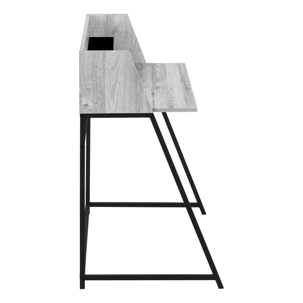 English Elm Computer Desk - Modern Grey Laminate Workstation With Storage Hutch And Black Metal Accents, 48" L B2710P219837