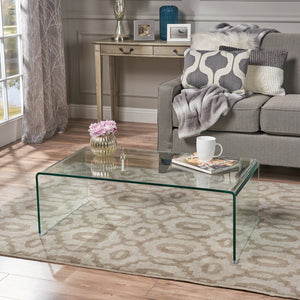English Elm Christopher Knight Home® - COFFEE 12mm Tempered Bent Glass Table - Clear Minimalist 42.25x24.75x17.5, No Assembly, Elegant Display 57674.00