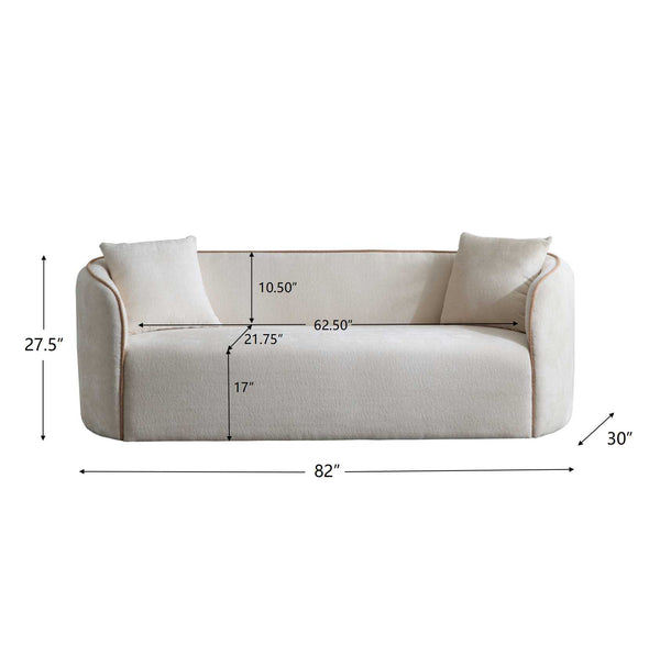 English Elm Christopher Knight Home® - Coral 82" Curved Sofa 3-Seater with Plush Cloud-Like Cushions, Sturdy Frame Supports 900 lbs, Elegant Beige N773P240634B_N773P240653B