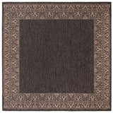 Unique Loom Outdoor Border Floral Border Machine Made Floral Rug Charcoal Gray, Beige/Gray 13' 0" x 13' 0"