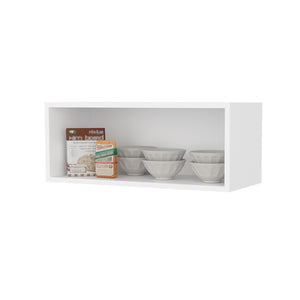 English Elm Hard Rock Melamine Wall Cabinet with Open Shelf Storage, Scratch-Resistant, Space-Saving Kitchen Organizer White 31.1 L x 14.3 W x 4.3 H B128P244995
