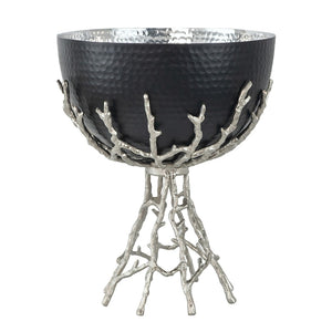 English Elm 11x11x13.8" Aluminum Twig Stand Bowl Nickel Matte Black Organic Modern Centerpiece W2078P489709