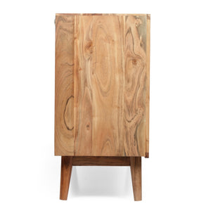 English Elm Christopher Knight Home® - SIDEBOARD Handcrafted 3-Door Natural Acacia Wood Boho Side Cabinet with Carved Texture & Storage 68732.00