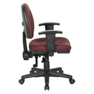 OSP Home Furnishings Sculptured Ergonomic Office Chair with Lumbar Support and Adjustable Arms for Long Days Burgundy 8180-227