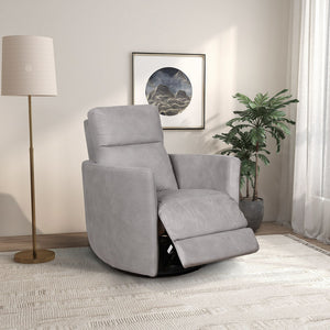 English Elm Ashcroft Furniture - Lawson Suede Swivel Glider Recliner Chair in Latte Gray — Plush, Pet‑Friendly, Infinite Recline, Pillow B183P281225