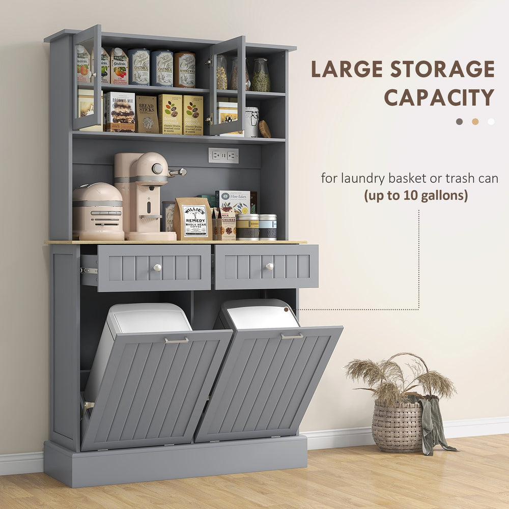 English Elm Homcom 68" Kitchen Pantry Storage Cabinet With Charging Station, Tilt-Out Bins & Adjustable Shelves W2225P229350