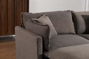 English Elm Modern Chenille Sectional Sofa with Ottoman Modular Layout for Spacious Living Rooms Antique Grey W2530S00018