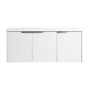 English Elm 48" Modern Wall-Mounted Bathroom Vanity With Resin Double Sink & Soft-Close Doors For Stylish Storage P2 W999S00352-GIGA