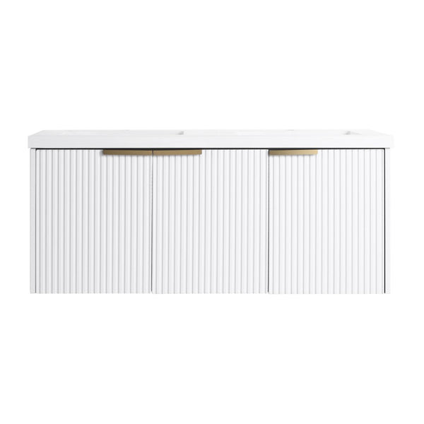 English Elm 48" Modern Wall-Mounted Bathroom Vanity With Resin Double Sink & Soft-Close Doors For Stylish Storage P2 W999S00352-GIGA