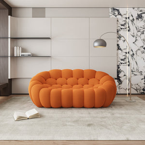 English Elm [ Modern Loveseat Bubble Sofa Couch 74.8" Two-Seater Upholstered Mesh with High-Density Foam, Chic Salon Accent Orange W1765P237617