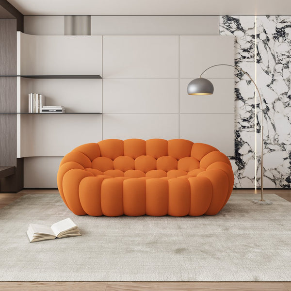 English Elm [ Modern Loveseat Bubble Sofa Couch 74.8" Two-Seater Upholstered Mesh with High-Density Foam, Chic Salon Accent Orange W1765P237617