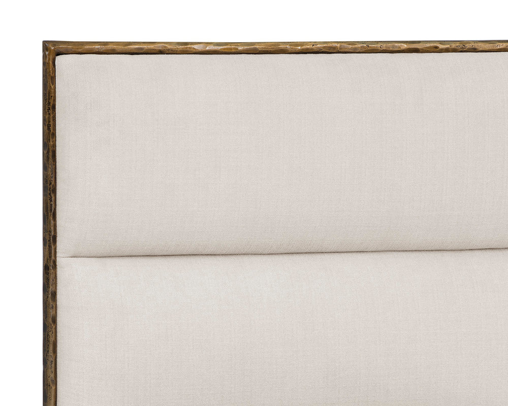 Sunpan Yasmine King Bed - Handcrafted Antique Brass Frame with Durable Zenith Alabaster Upholstery