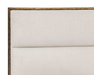 Sunpan Yasmine King Bed - Handcrafted Antique Brass Frame with Durable Zenith Alabaster Upholstery