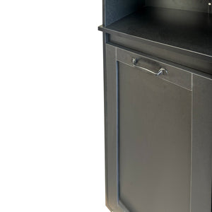 English Elm Laundry Cabinet Freestanding White Melamine with Tilt Out Hamper and Open Shelving W331S00202