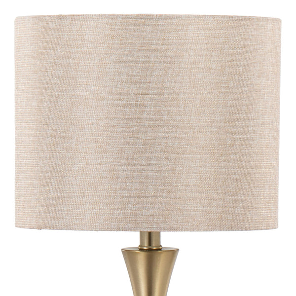 English Elm Lenuxe 24" Contemporary Metal Table Lamp Set of 2 with Metallic Linen Drum Shade and 3-Way Switch Gold B202P224068
