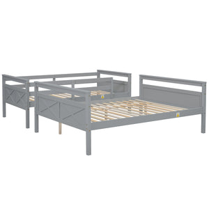 English Elm Twin Twin-over-Full Bunk Bed with Attached Ladder and Full-Length Guardrails for Safe Space-Saving Sleep Gray SM000118AAE-1