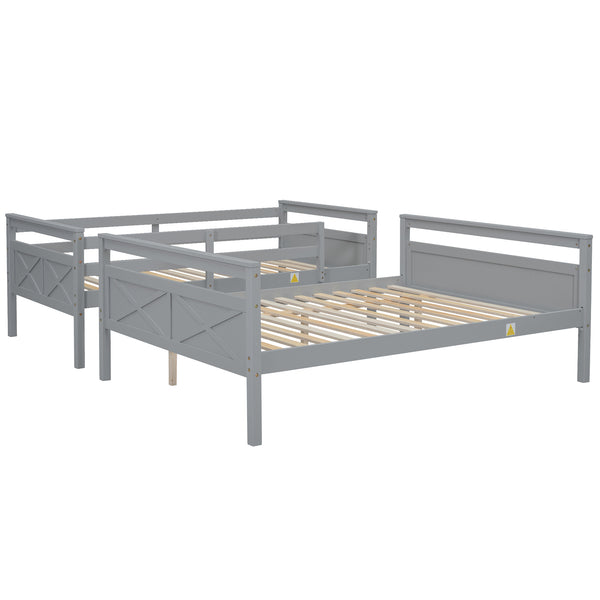English Elm Twin Twin-over-Full Bunk Bed with Attached Ladder and Full-Length Guardrails for Safe Space-Saving Sleep Gray SM000118AAE-1