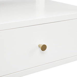 English Elm Olana Floating Top 1-Drawer Nightstand in White — Modern Solid Wood Nightstand with Hidden Tray, Gold Pull, Shelf B050P376963