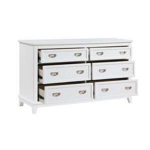 English Elm Gray Lacquer Six Drawer Dresser with Dovetail Wood Construction for Modern Bedrooms White B011P463883