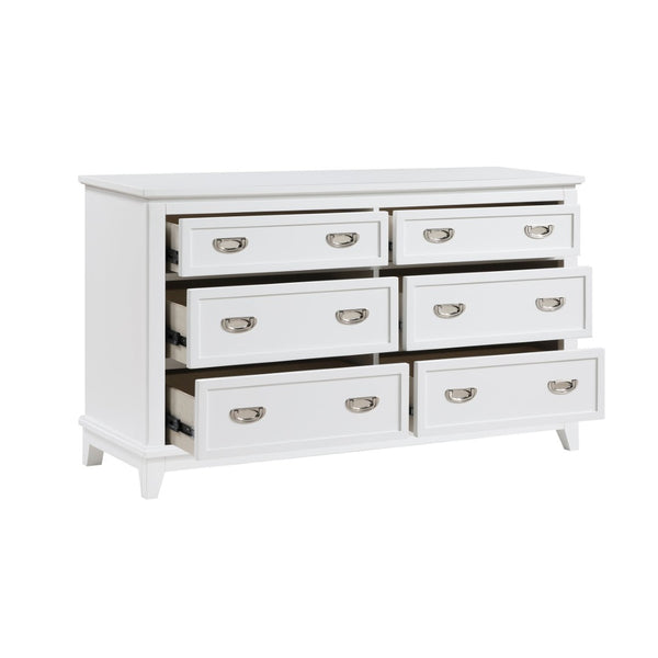 English Elm Gray Lacquer Six Drawer Dresser with Dovetail Wood Construction for Modern Bedrooms White B011P463883