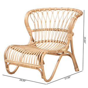 English Elm Modern Handcrafted Rattan Accent Chair Woven Lattice Boho Seating for Living Room B2750P467681
