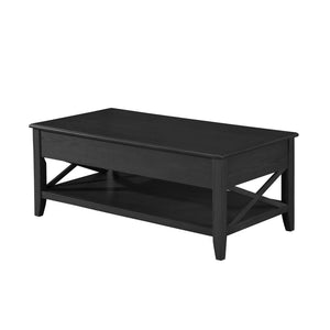 English Elm Christopher Knight Home® - COFFEE Lift-Top Farmhouse Coffee Table with Hidden Storage, X-Side Supports, Veneer Finish, Rustic Elegance Black 64520.00BLK