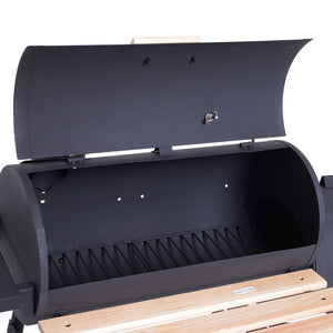 English Elm Outsunny Steel Offset Smoker Charcoal Grill Combo with Wheels and Dual Shelves W2225P174290