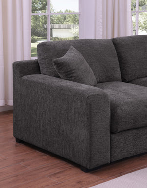English Elm Chiara Chenille Corner Sectional with Chaise Cupholders Charging Ports for Living Room Gray B2749S00116