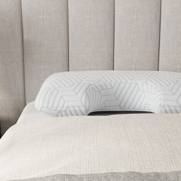 English Elm Bella Curved Memory Foam Pillow with Heat Absorbing Cover for Restful Sleep B337P360167