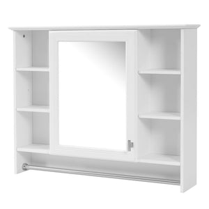 English Elm 3-in-1 Wall Mounted Medicine Cabinet with Soft Close Door Towel Bar and Vanity Mirror White N710P358618K