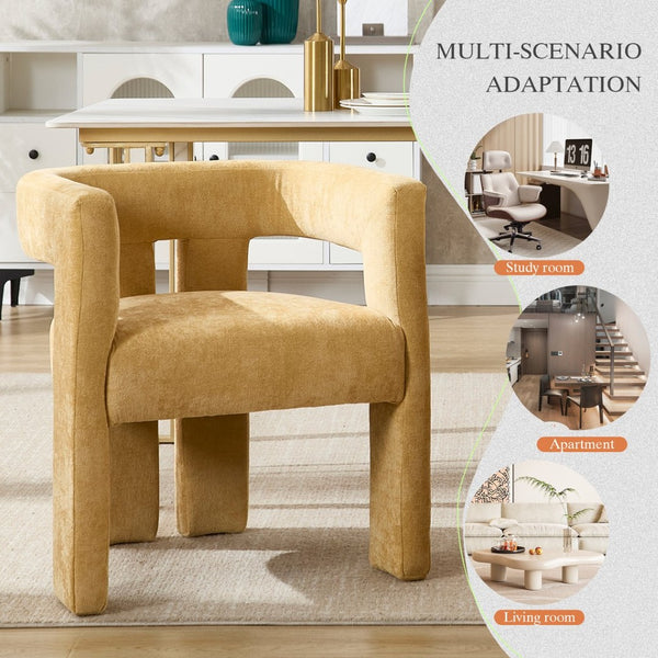 English Elm United We Win Chenille Barrel Accent Armchairs Set of Two for Living Room Dining Yellow W1568P389274