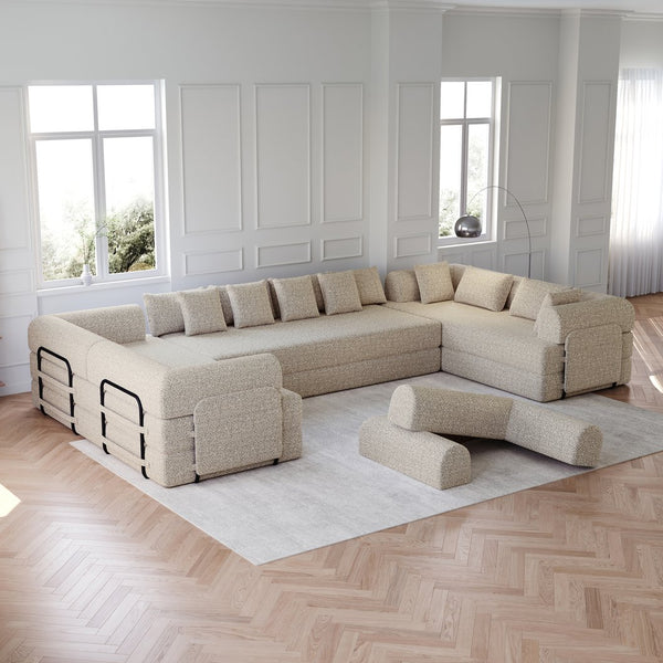 English Elm 78.7-Inch Convertible Sleeper Sofa Bed – Versatile Chenille Couch With Storage Pocket & Pillow Comfort W834S00535