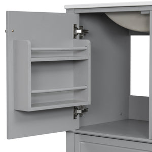 English Elm Christopher Knight Home® - 30" Freestanding Bathroom Vanity with Ceramic Sink, Soft-Close Door, Gold Knobs & 3 Drawers, Durable Painted Finish Grey N759P225994E
