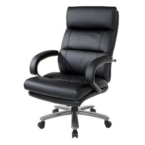 OSP Home Furnishings Big and Tall Bonded Leather Executive Office Chair with Lumbar Support and Titanium Accents ECH95297BT-EC3