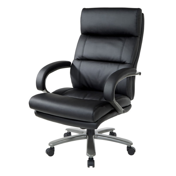 OSP Home Furnishings Big and Tall Bonded Leather Executive Office Chair with Lumbar Support and Titanium Accents ECH95297BT-EC3