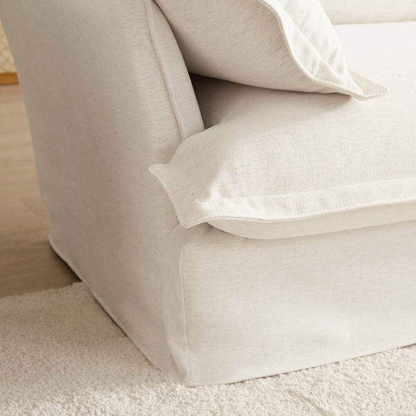 English Elm 87.4'' Cloud Couch Deep Seat Sofa with Removable Washable Covers, Concealed Legs, Plush Pillows, Ivory W2357P261725