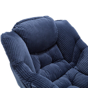 English Elm Lazy Chair Plush Ottoman Lounge Chair with Ergonomic Back, Side Pocket, Steel Frame Comfort Navy Blue W640P271552