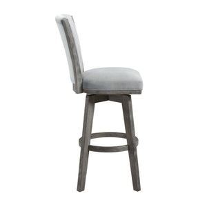 English Elm Gray Pub Height Swivel Chairs Set Of 2 - Soft Velvet Upholstered Dining Seats With Solid Wood Frame B011P220998
