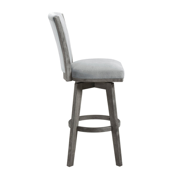 English Elm Gray Pub Height Swivel Chairs Set Of 2 - Soft Velvet Upholstered Dining Seats With Solid Wood Frame B011P220998